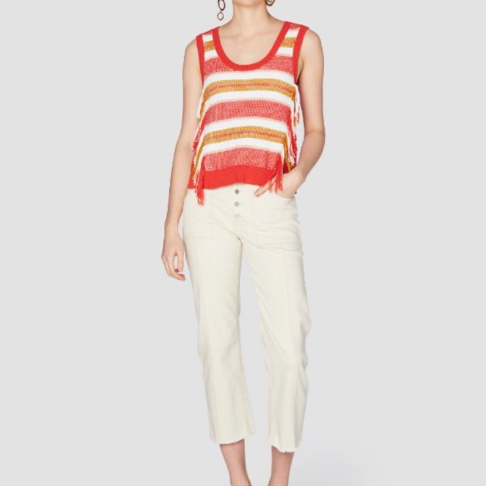 Derek Lam 10 Crosby -Sleeveless Knit Top W/ Fringe